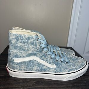 Vans Sk8-Hi Tapered Sneakers Shoes Acid Wash Blue Denim Size 10.5 Brand New